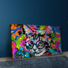 Cat With Glasses Wall Art