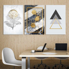 3 Pieces Geometric Minimalist Art