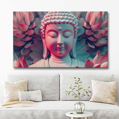 Blush Lotus Buddha Canvas Wall Art – Soft Spiritual Decor for Modern Interiors