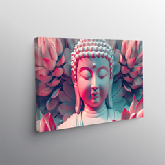 Blush Lotus Buddha Canvas Wall Art – Soft Spiritual Decor for Modern Interiors
