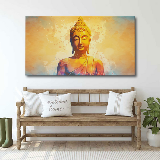 Radiant Buddha Canvas Wall Art – Spiritual Elegance in Watercolor Tones