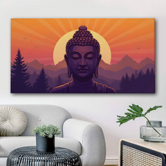 Mystic Buddha at Sunset – Modern Spiritual Canvas Wall Art for Home & Office