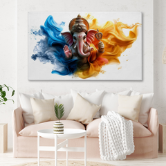 Dual Aura Ganesha Canvas Wall Art – Balance of Energy & Blessings