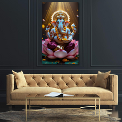 Divine Lotus Ganesha Canvas Wall Art – Radiance, Wisdom & Prosperity