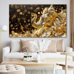 Golden Ganesha Elegance Canvas Wall Art – Luxe Spiritual Aura for Modern Homes