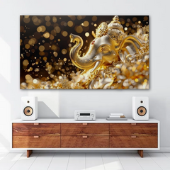 Golden Ganesha Elegance Canvas Wall Art – Luxe Spiritual Aura for Modern Homes