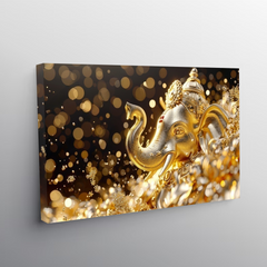 Golden Ganesha Elegance Canvas Wall Art – Luxe Spiritual Aura for Modern Homes