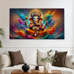 Vibrant Ganesha Canvas Wall Art – Remover of Obstacles in Splash of Color