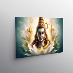 Radiant Shiva in Lotus Canvas Wall Art – Divine Grace & Floral Serenity