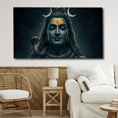 Mystic Shiva Portrait Canvas Wall Art – Divine Focus & Inner Power