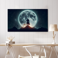 Moonlit Power – Lord Shiva Silhouette Canvas Wall Art