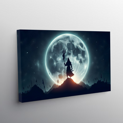 Moonlit Power – Lord Shiva Silhouette Canvas Wall Art