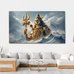 Majestic Shiva in Himalayas Canvas Wall Art – Divine Strength & Serenity