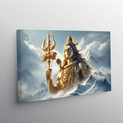 Majestic Shiva in Himalayas Canvas Wall Art – Divine Strength & Serenity