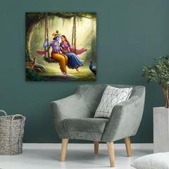 Radha Krishna Swing Canvas Wall Art Prints – Peaceful Home Décor