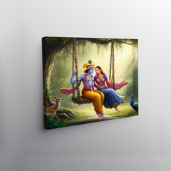 Radha Krishna Swing Canvas Wall Art Prints – Peaceful Home Décor