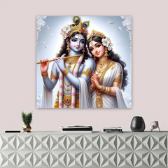 Radha Krishna White Elegance Canvas Wall Art Prints – Graceful Home Décor