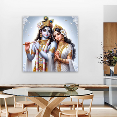 Radha Krishna White Elegance Canvas Wall Art Prints – Graceful Home Décor