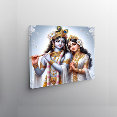Radha Krishna White Elegance Canvas Wall Art Prints – Graceful Home Décor