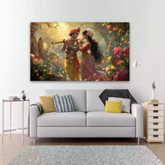 Radha Krishna Scenic Canvas Wall Art Prints – Elegant Home Décor