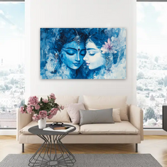 Radha Krishna Blue Harmony Canvas Wall Art Prints – Serene Home Decor