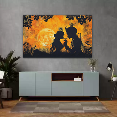 Radha Krishna Silhouette Canvas Wall Art Prints – Elegant Home Decor