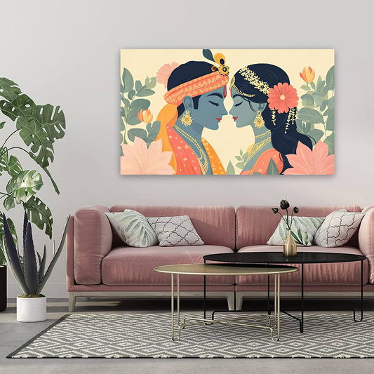Radha Krishna Minimalist Canvas Wall Art Prints – Modern Home Décor