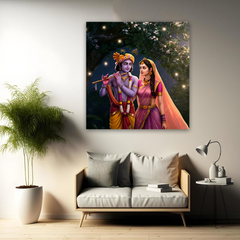 Radha Krishna Moonlit Canvas Wall Art Prints – Enchanting Home Décor