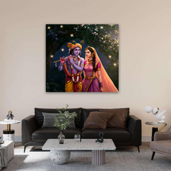 Radha Krishna Moonlit Canvas Wall Art Prints – Enchanting Home Décor
