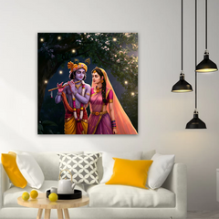 Radha Krishna Moonlit Canvas Wall Art Prints – Enchanting Home Décor