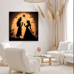 Radha Krishna Silhouette Canvas Wall Art Prints – Elegant Home & Office Decor