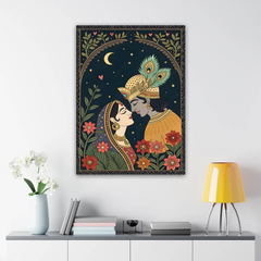 Radha Krishna Folk Art Canvas Wall Art Prints – Traditional Home Décor