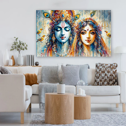 Radha Krishna Artistic Canvas Wall Art Prints – Elegant Home Décor