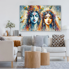 Radha Krishna Artistic Canvas Wall Art Prints – Elegant Home Décor