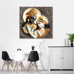 Radha Krishna 3D Embossed Canvas Wall Art Prints – Elegant Home Décor