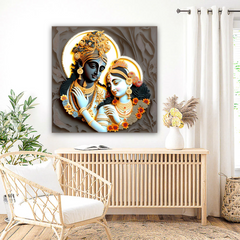 Radha Krishna 3D Embossed Canvas Wall Art Prints – Elegant Home Décor