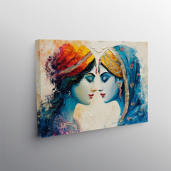 Radha Krishna Textured Canvas Wall Art Prints – Elegant Home Décor