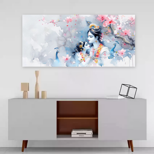 Radha Krishna Watercolor Canvas Wall Art Prints – Elegant Home Décor