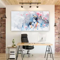 Radha Krishna Watercolor Canvas Wall Art Prints – Elegant Home Décor