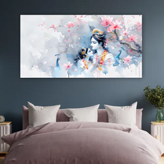 Radha Krishna Watercolor Canvas Wall Art Prints – Elegant Home Décor