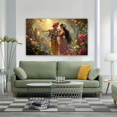 Radha Krishna Scenic Canvas Wall Art Prints – Elegant Home Décor