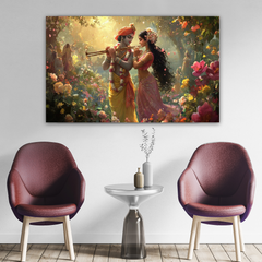 Radha Krishna Scenic Canvas Wall Art Prints – Elegant Home Décor