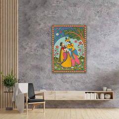 Radha Krishna Madhubani Canvas Wall Art Prints – Traditional Home Décor