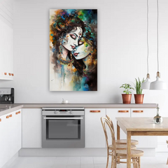 Radha Krishna Abstract Canvas Wall Art Prints – Contemporary Home Decor
