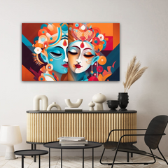 Radha Krishna Modern Abstract Canvas Wall Art Prints – Vibrant Home Décor