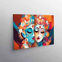 Radha Krishna Modern Abstract Canvas Wall Art Prints – Vibrant Home Décor