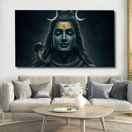 Mystic Shiva Portrait Canvas Wall Art – Divine Focus & Inner Power
